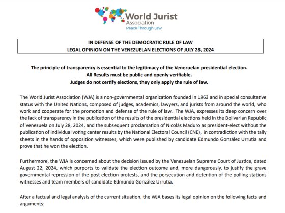 IN DEFENSE OF THE DEMOCRATIC RULE OF LAW LEGAL OPINION ON THE VENEZUELAN ELECTIONS OF JULY 28, 2024