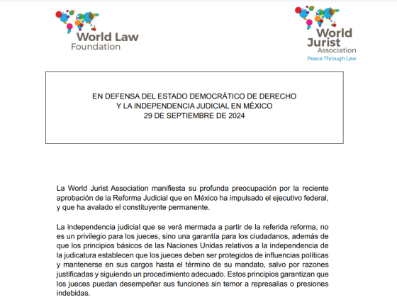 EN DEFENSA DEL ESTADO DEMOCRÁTICO DE DERECHO Y LA INDEPENDENCIA JUDICIAL EN MÉXICO – 29 DE SEPTIEMBRE DE 2024